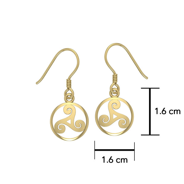 Celtic Threefold Solid Gold Earrings GTE854