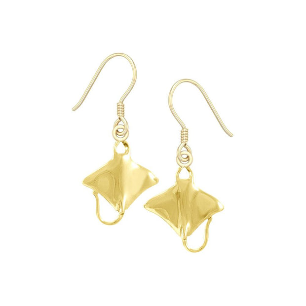 Manta Ray Sterling Solid Gold Hook Earring GTE963