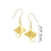 Manta Ray Sterling Solid Gold Hook Earring GTE963
