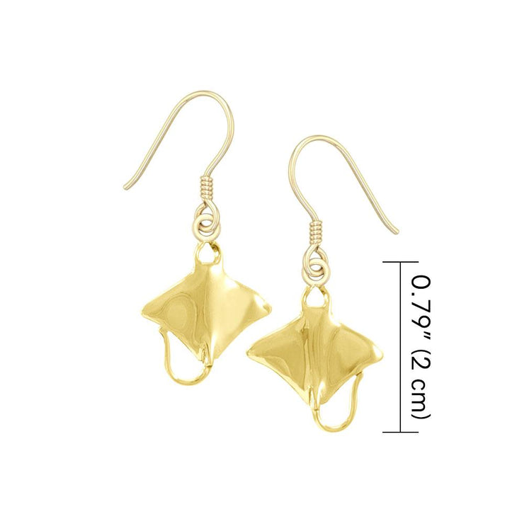 Manta Ray Sterling Solid Gold Hook Earring GTE963