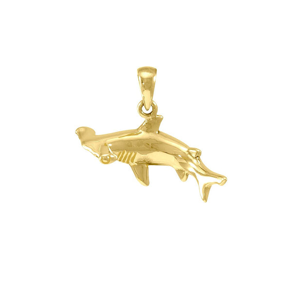 Take your energy to the wonderful sea ~ Sterling Solid Gold Jewelry Hammerhead Shark Pendant GTP1058