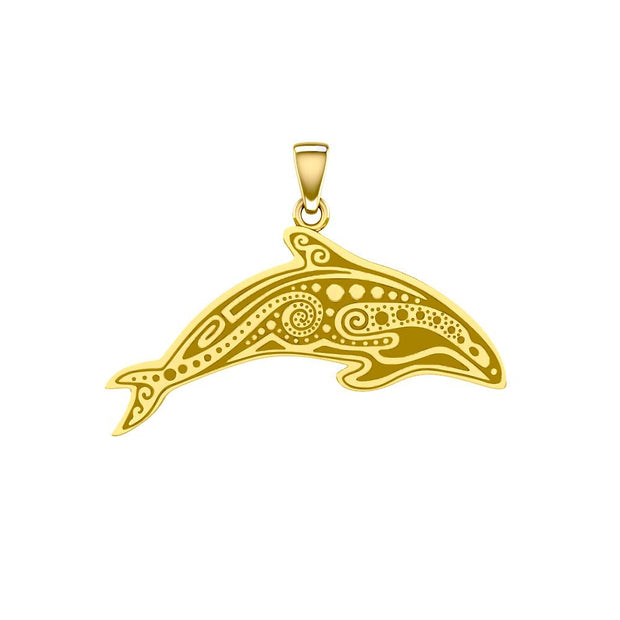 In the Dolphin's world of kind and calm ~ Sterling Solid Gold Pendant GTP1374