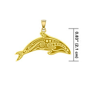 In the Dolphin's world of kind and calm ~ Sterling Solid Gold Pendant GTP1374
