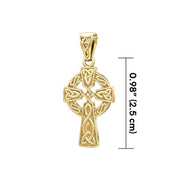 Celtic Knotwork Cross Solid Gold Pendant GTP192