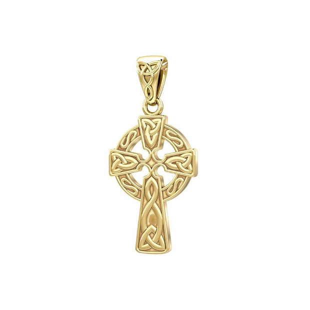 Celtic Knotwork Cross Solid Gold Pendant GTP192