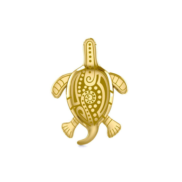 Aboriginal Turtle Solid Gold Pendant GTP2326