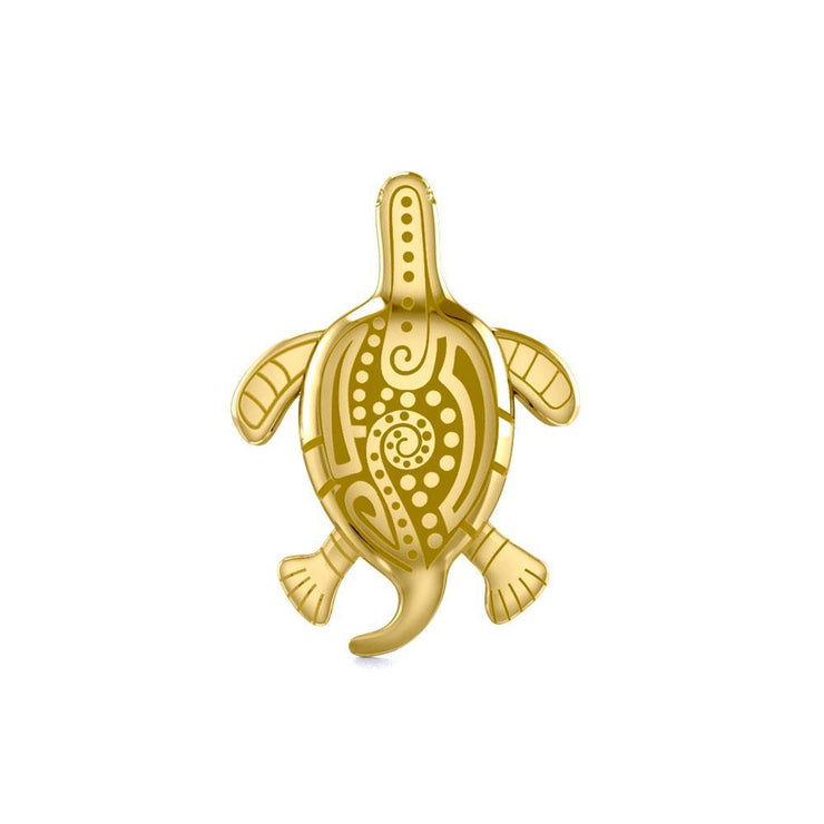 Aboriginal Turtle Solid Gold Pendant GTP2326