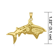 Dive into Ancient Wisdom: Aboriginal Shark Solid Gold Pendant - GTP2329 | Embrace the Strength and Spirit of the Shark