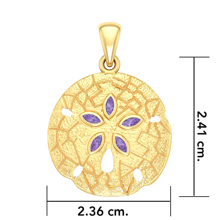 Sand Dollar 14K Solid Gold Pendant with Gemstone GTP2604