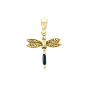 Dragonfly and Gem Solid Gold Pendant GTP3177