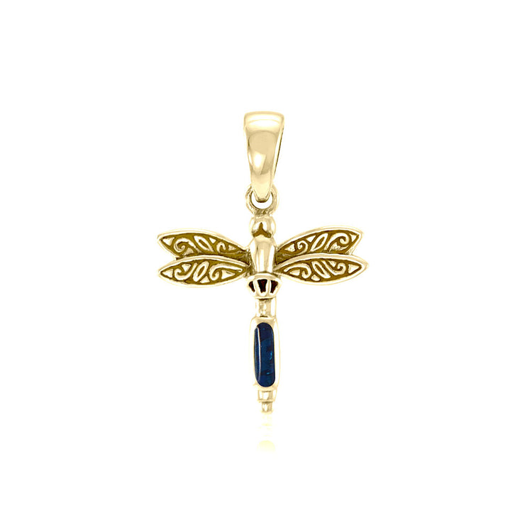 Dragonfly and Gem Solid Gold Pendant GTP3177