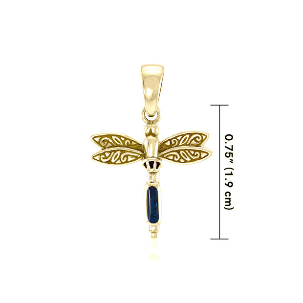 Dragonfly and Gem Solid Gold Pendant GTP3177