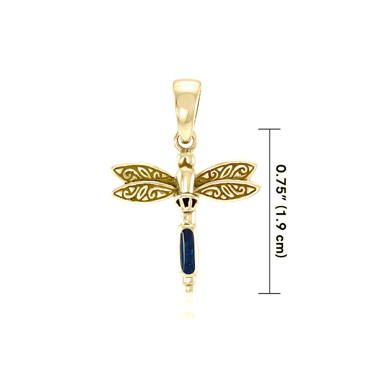 Dragonfly and Gem Solid Gold Pendant GTP3177