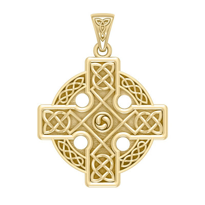 Celtic Cross Triskele Solid Gold Pendant GTP477