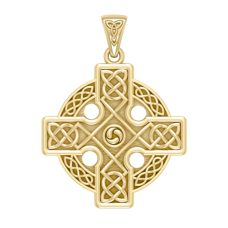 Celtic Cross Triskele Solid Gold Pendant GTP477