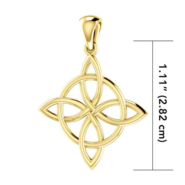 Embrace the Power of Unity: Celtic Quaternary Knot Solid Gold Pendant - GTP554 | Celebrate the Interconnectedness of Life