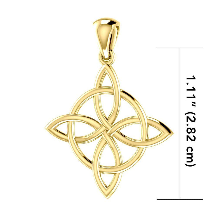 Embrace the Power of Unity: Celtic Quaternary Knot Solid Gold Pendant - GTP554 | Celebrate the Interconnectedness of Life