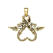 Dragon’s power of two ~ 14K Yellow Gold Jewelry Pendant GTP896