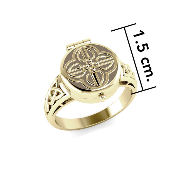 Celtic Knotwork 14 Karat Solid Gold Poison Ring GTR1638