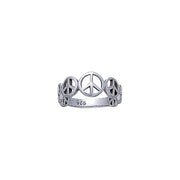 Peace Symbol Silver Band Ring JR064