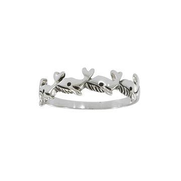 Small Whale Pod Sterling Silver Ring JR101