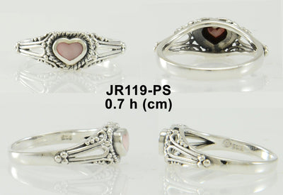 Synthetic Pink Shell Heart and Sterling Silver Ring JR119