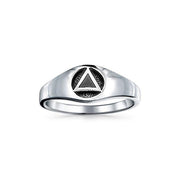 Triangle Symbol with Inlay ~ Sterling Silver Ring JR126