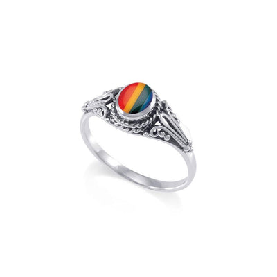 Rainbow / Yin Yang Pride Silver Ring JR207