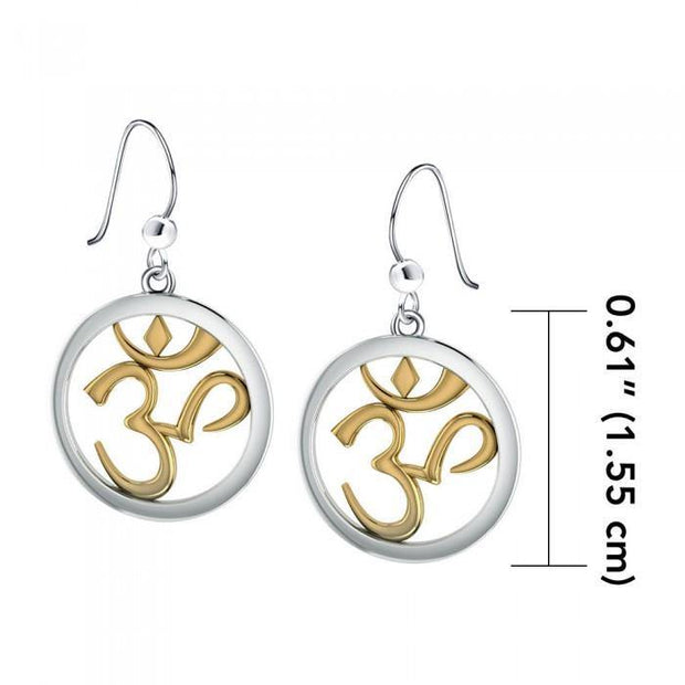Om Gold Accent Silver Earrings MER1345