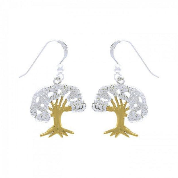 Continuous beauty in the Tree of Life ~ 14k Gold accent and Sterling Silver Jewelry Earrings MER1364