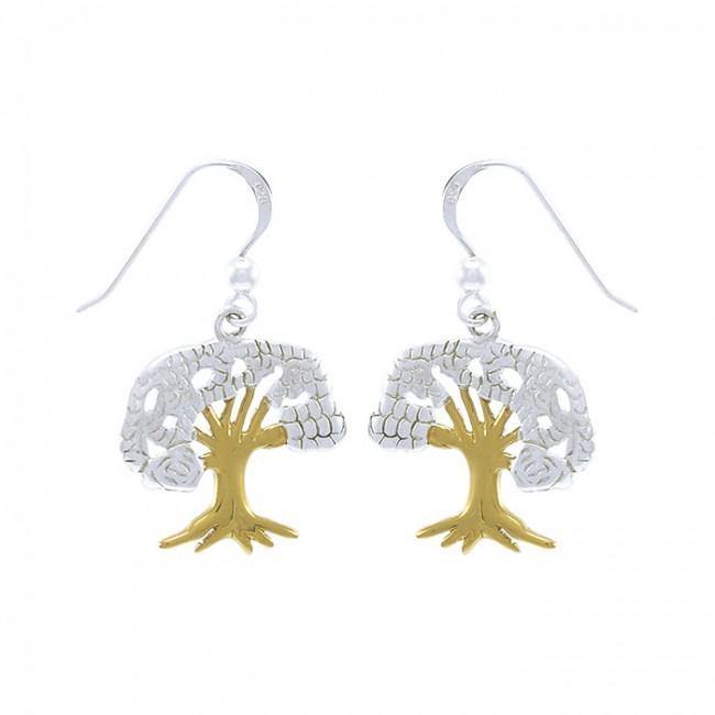 Continuous beauty in the Tree of Life ~ 14k Gold accent and Sterling Silver Jewelry Earrings MER1364