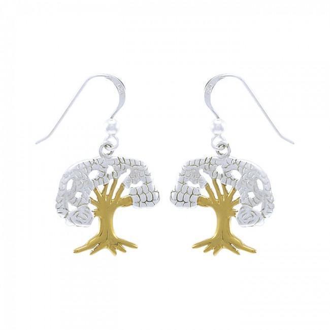 Continuous beauty in the Tree of Life ~ 14k Gold accent and Sterling Silver Jewelry Earrings MER1364