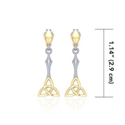 Celtic Trinity Knot Silver and Gold Post Earrings MER1679