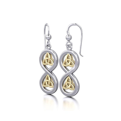 Infinity with Trinity Knot Silver and Gold Earrings MER1736