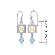 Pisces Zodiac Sign Silver and Gold Earrings Jewelry with Aquamarine MER1768