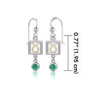 Taurus Zodiac Sign Silver and Gold Earrings Jewelry with Emerald MER1770