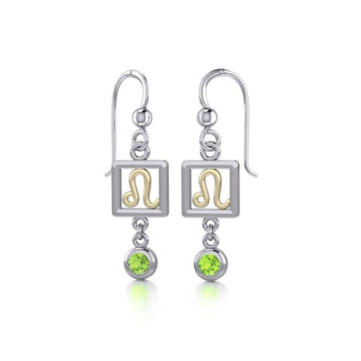 Leo Zodiac Sign Silver and Gold Earrings Jewelry with Peridot MER1773 - Peter Stone Wholesale
