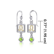 Leo Zodiac Sign Silver and Gold Earrings Jewelry with Peridot MER1773