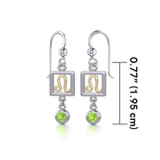 Leo Zodiac Sign Silver and Gold Earrings Jewelry with Peridot MER1773 - Peter Stone Wholesale