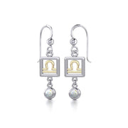 Libra Zodiac Sign Silver and Gold Earrings Jewelry with Opal MER1775