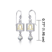 Libra Zodiac Sign Silver and Gold Earrings Jewelry with Opal MER1775