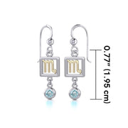 Scorpio Zodiac Sign Silver and Gold Earrings Jewelry with Blue Topaz MER1776