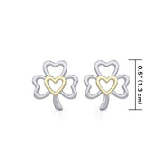 The Golden Heart in Shamrock Silver Post Earrings MER1778