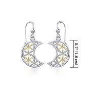The Flower of Life in Crescent Moon Silver and Gold Earrings MER1780 - Peter Stone Wholesale