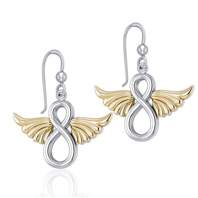 Angel Wings and Infinity Symbol Silver and Gold Earrings MER1781