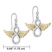 Angel Wings and Infinity Symbol Silver and Gold Earrings MER1781