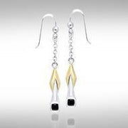 Black Magic Silver & Gold Pendant Earrings MER399