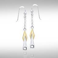 Black Magic Silver & Gold Pendant Earrings MER399