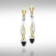 Black Magic Triangle Twist Silver & Gold Earrings MER400