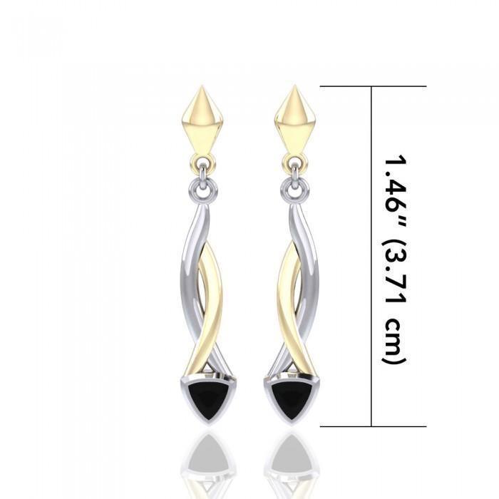 Black Magic Triangle Twist Silver & Gold Earrings MER400